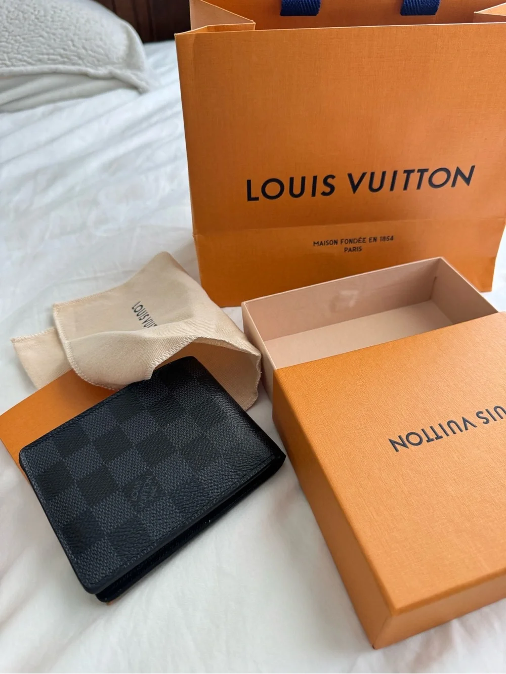 Louis Vuitton Black Damier Graphite Bi-Fold Wallet with Box